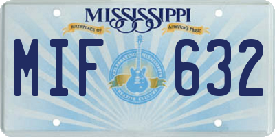 MS license plate MIF632