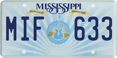 MS license plate MIF633
