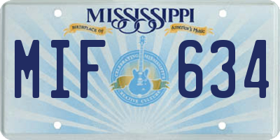 MS license plate MIF634