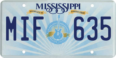 MS license plate MIF635