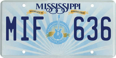 MS license plate MIF636