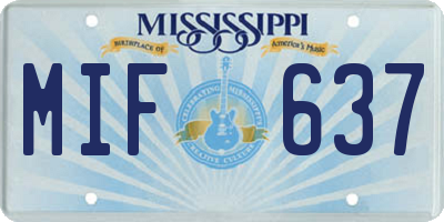 MS license plate MIF637