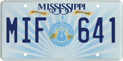 MS license plate MIF641