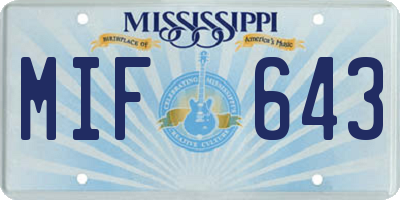 MS license plate MIF643