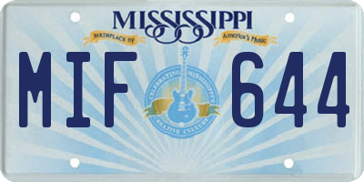 MS license plate MIF644