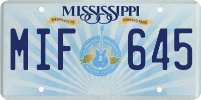 MS license plate MIF645