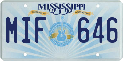 MS license plate MIF646