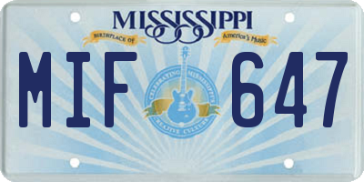MS license plate MIF647