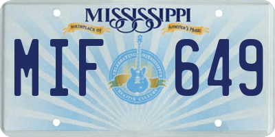 MS license plate MIF649