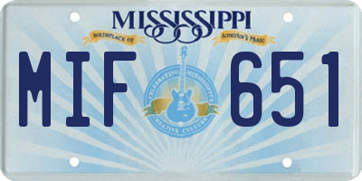 MS license plate MIF651