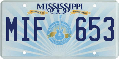 MS license plate MIF653