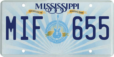 MS license plate MIF655