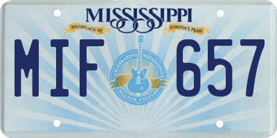 MS license plate MIF657