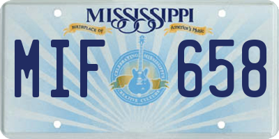 MS license plate MIF658