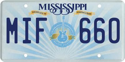 MS license plate MIF660