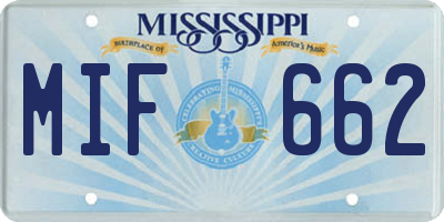 MS license plate MIF662