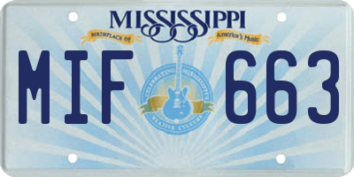 MS license plate MIF663