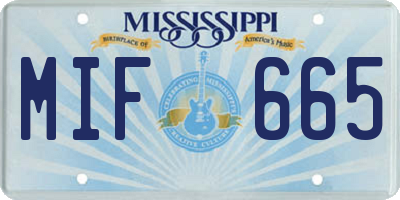MS license plate MIF665