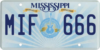 MS license plate MIF666