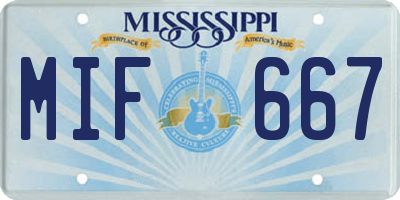 MS license plate MIF667