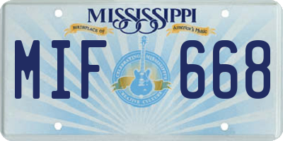 MS license plate MIF668