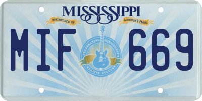 MS license plate MIF669