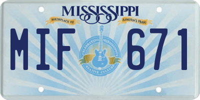 MS license plate MIF671