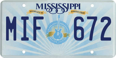MS license plate MIF672