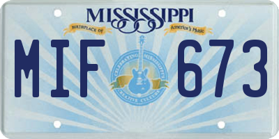MS license plate MIF673