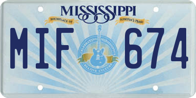 MS license plate MIF674