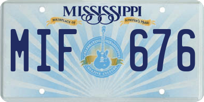 MS license plate MIF676