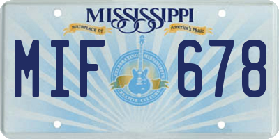 MS license plate MIF678