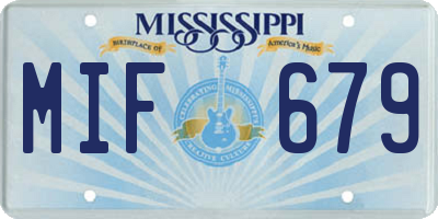 MS license plate MIF679