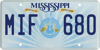 MS license plate MIF680