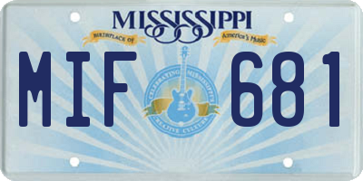 MS license plate MIF681
