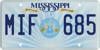 MS license plate MIF685