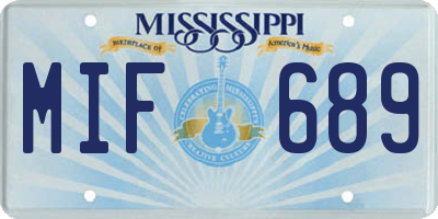 MS license plate MIF689