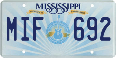 MS license plate MIF692