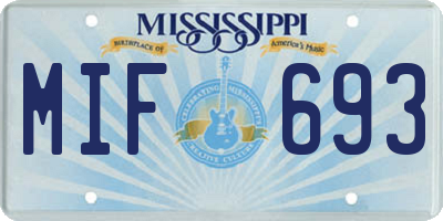 MS license plate MIF693