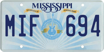 MS license plate MIF694