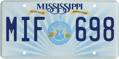 MS license plate MIF698