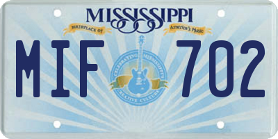 MS license plate MIF702
