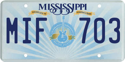 MS license plate MIF703