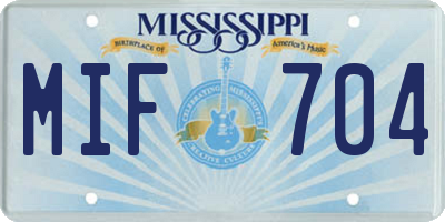 MS license plate MIF704