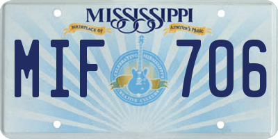 MS license plate MIF706