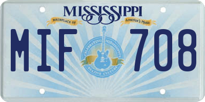 MS license plate MIF708
