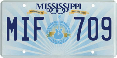MS license plate MIF709