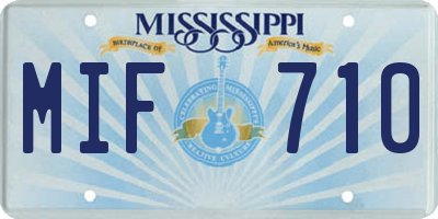 MS license plate MIF710