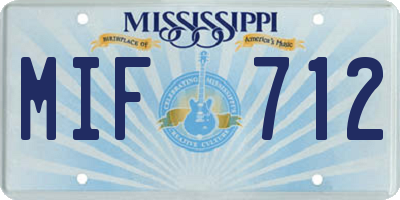 MS license plate MIF712