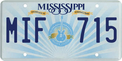 MS license plate MIF715